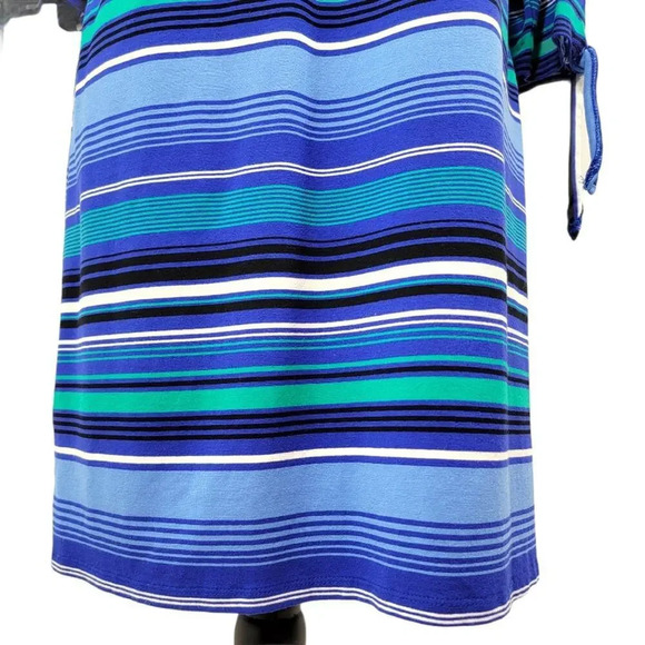 CUPIO Women's Nautical Cold Shoulder Striped Shirt Dress Blue Size Large - Picture 4 of 15